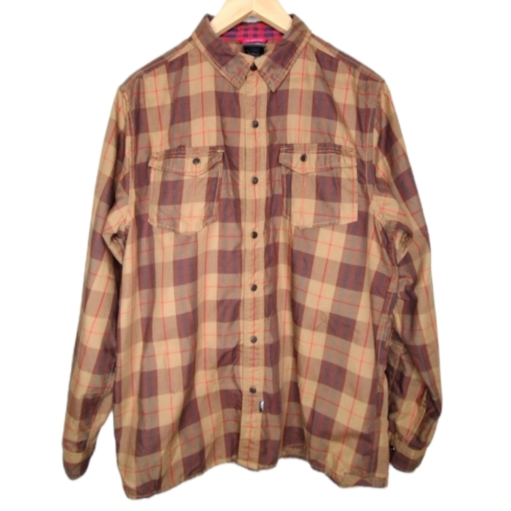 The North Face Men's Plaid Long Sleeve Snap Button Down Shirt Size M